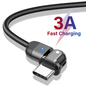 USB Tip C Podatkovni Kabel 3A Hitro Polnjenje Za 90°/180° Stopinj Kabel Vrtenja Hitro Polnjenje 3.0 LED Indikator USB Mobilni Telefon Podatkovni Kabel