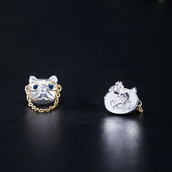 VLA 925 Sterling Srebrni Modni Nakit Set Luštna Mačka Ogrlica za Ženske Ustvarjalne Osebnosti Živali, Uhani, Pribor