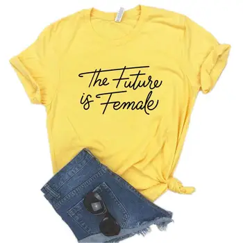 Prihodnost Je Ženski Tisk Ženske Tshirts Bombaž Priložnostne Smešno Majica s kratkimi rokavi Za Lady Yong Dekle Top Tee 6 Barvno P607