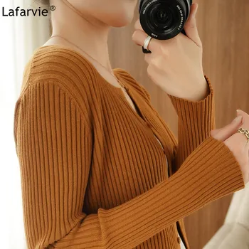 Lafarvie Pomlad Jopico Ženske Vrhovi Pleteni Pulover Korejski Moda 2021 Plus Velikost Oblačila Z Dolgimi Rokavi Potegnite Femme Dropshipping