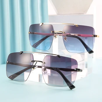 Peekaboo velik okvir sončna očala rimless moški uv400 moških kvadratnih sončna očala za ženske brez okvirjev zlato kovinsko poletje vroče prodaje 2021