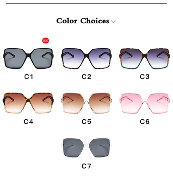 Črn Kvadrat Prevelik sončna Očala Ženske Velik Okvir, Barvite sončne Očala Ženski Ogledalo Unisex Gradient Hip Hop Odtenki UV400