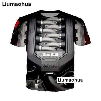 Liumaohua 3D Print majica s kratkimi rokavi Unisex Tees Vrhovi Novo Superšportnega Ford Mustang 5.0 L V8 Motor, Moč Srca t shirt brezplačna dostava