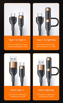 60 W USB Tip C Kabel Za iPhone12 Samsung Hitro Polnjenje 3.0 Kabel USB C Hitro Polnjenje Za Huawei P30 Xiaomi USB-C Polnilnik Žice