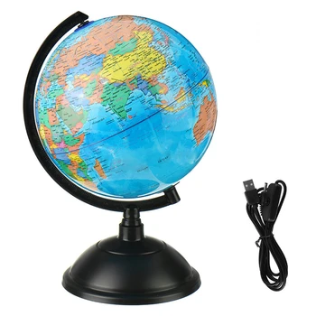 Obračanje LED Noč Luč Sveta Zemlja Svetu Zemljevid Geografija Izobraževanje Za Študij Igra, Učenje Izobraževalne Igrače Desk Ornament