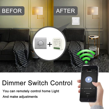 Wifi Dimmer Mini Smart Luči Stikalo Modul Tuya Smart Življenje APP Remote Control 1/2 Način 1/2 Banda Delo z Google Doma Alexa