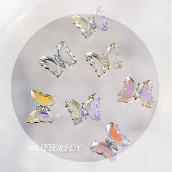 3D Aurora Crystal Metulj Nail Art Nakit Dodatki Bleščeč Diamant UA LED Sweet Lady Gel Nohtov Dekoracijo