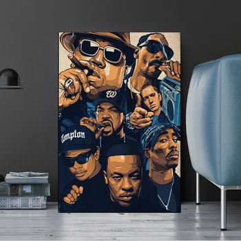 Moda West Coast Hip Hop Tupac Glasbeni Plakat in Platno Slikarstvo za dnevno Sobo 2PAC Sliko Spalnica Dekoracijo