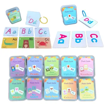 Otrok Montessori Izobraževalne Igrače, Otroška Angleščina Učenje Besedo Kartico Srčkan Živali Sadje Število Abeceda Žep Flash Kartice