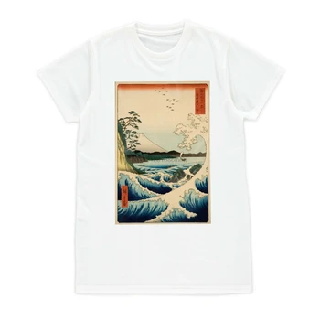 Japonski Ukiyo-e T Shirt Woodblock Umetnosti Hiroshige Hokusai Val Fuji Ženska MensCool Priložnostne ponos majica s kratkimi rokavi moški Modna Unisex