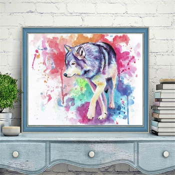 HUACAN Olje, Barvanje Z Številkami Volk Konj Handpainted Edinstveno Darilo Slike Za Številke, Pisane Živali Za Odrasle Doma Dekoracijo
