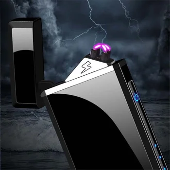 Kovinski USB Lažji Power LED Zaslon, Zaslon na Dotik, odporen na veter. Vžigalnik Ogenj Plazme Loka Elektronski Vžigalnik Kadilec Moških Darilo