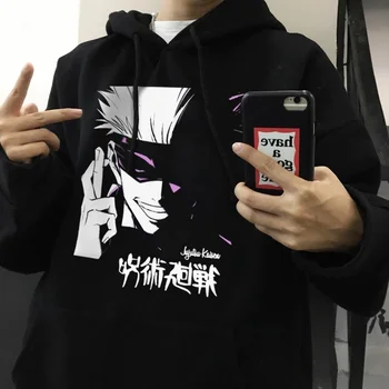 Novi Anime Sweatshirts Jujutsu Kaisen Moški pulover s kapuco Harajuku Unisex Modna Priložnostne Hoody Moški Ulične Natisnjeni Plašč
