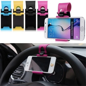 Avto Nosilec za Telefon, Nameščena na volanu Zibelka Pametni Mobilni Telefon Clip Gori Imetnik gumico Za Samsung iPhone 5s 6 6s