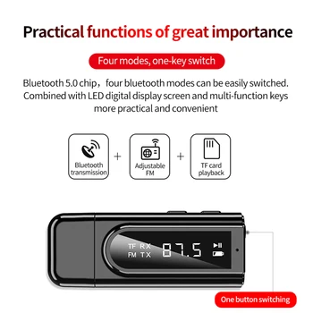 USB Bluetooth Audio (zvok Bluetooth Adapter Avtomobilski Stereo Sistem, Avdio Brezžični Sprejemnik in Oddajnik z LED zaslon