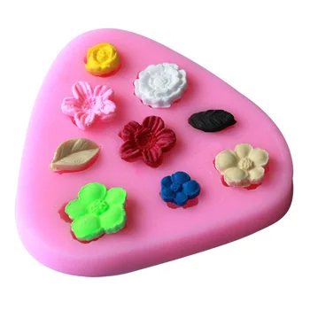 Risanka Flower & Listov Silikonsko Plesni Fondat Milo 3D Torto Plesni Cupcake Žele Bonboni, Čokoladni Okraski, Peka Orodje Kalupi