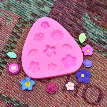 Risanka Flower & Listov Silikonsko Plesni Fondat Milo 3D Torto Plesni Cupcake Žele Bonboni, Čokoladni Okraski, Peka Orodje Kalupi