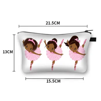 Baletni Plesalec Dekle 3D Kozmetični Vrečko Potovanja Priložnostne Afro Dekle Natisnjeni Kozmetični Primeru Moda Prenosni Ličila Vrečko Darilo