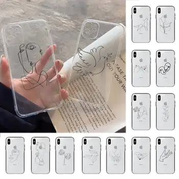 YNDFCNB Art Line Obraz Primeru Telefon za iPhone 11 12 pro XS MAX 8 7 6 6S Plus X 5S SE 2020 XR primeru
