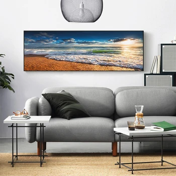 Panorama Skandinavskih Platno PaintingsSunsets Naravno Morsko Plažo Krajine Plakatov in Fotografij Wall Art Slike za Dom Dekor