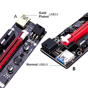 PCI-E Riser VER 009S Kartica PCIE PCI E Podaljšek USB 3.0 SATA v 6Pin Molex Kabel Rudarstvo Odcepa Za Video Kartice BTC Rudar