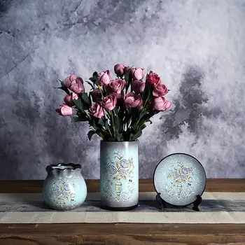 Keramične vaze doma dekoracijo cvet vazo 3-delni set ustvarjalne TV omarico, veranda dnevna soba dekoracijo doma Oprema