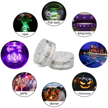 10 LED RGB Podvodna Luč Baterija Upravlja Podvodno Svetilko za Daljinsko Controll Zunanji Bazen Vrt Akvarij Dekoracijo